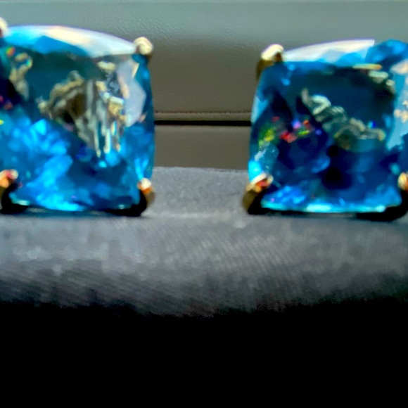 Beautiful natural authentic Aquamarine stone earrings. ***custom designed NEW - Picture 2 of 4